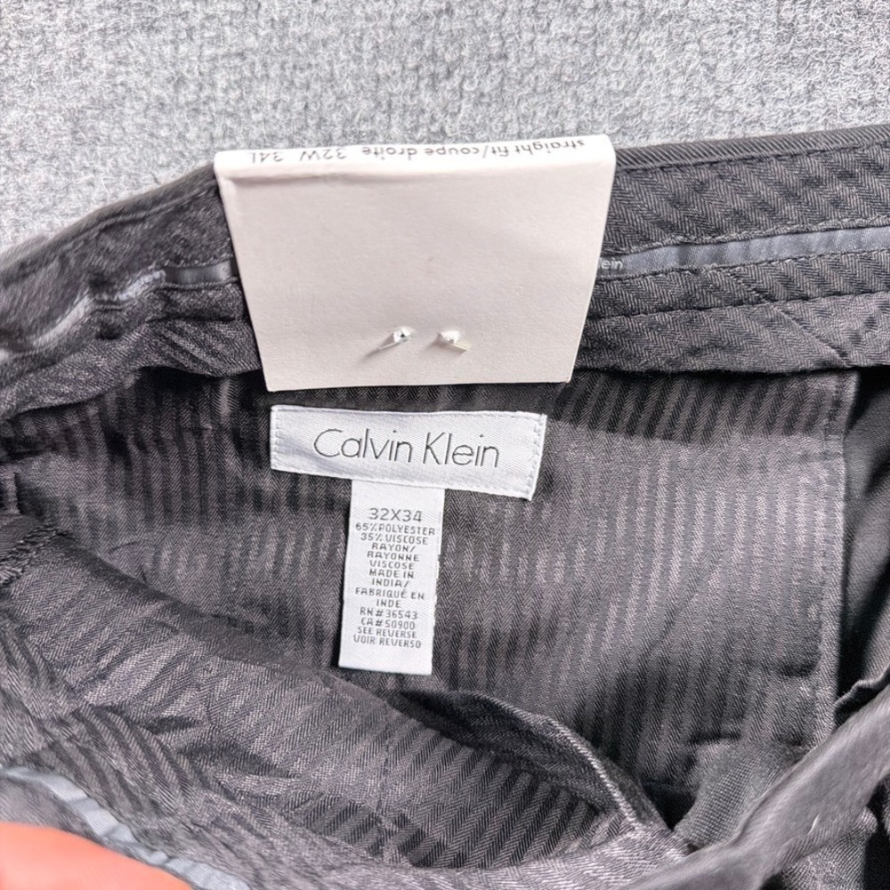 Calvin Klein Dress Pants Mens 32x34 Black Straight Fit Flat Front NWT - Picture 4 of 13